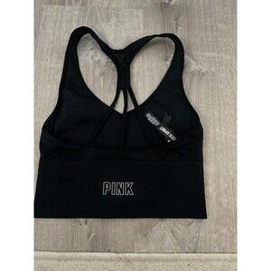 Pink By Victoria's Secret Strappy‎ Back Active Sports Bra Black Size S